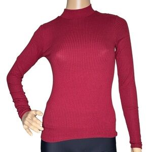 Planet Gold mock neck red knit top, NWT, XS